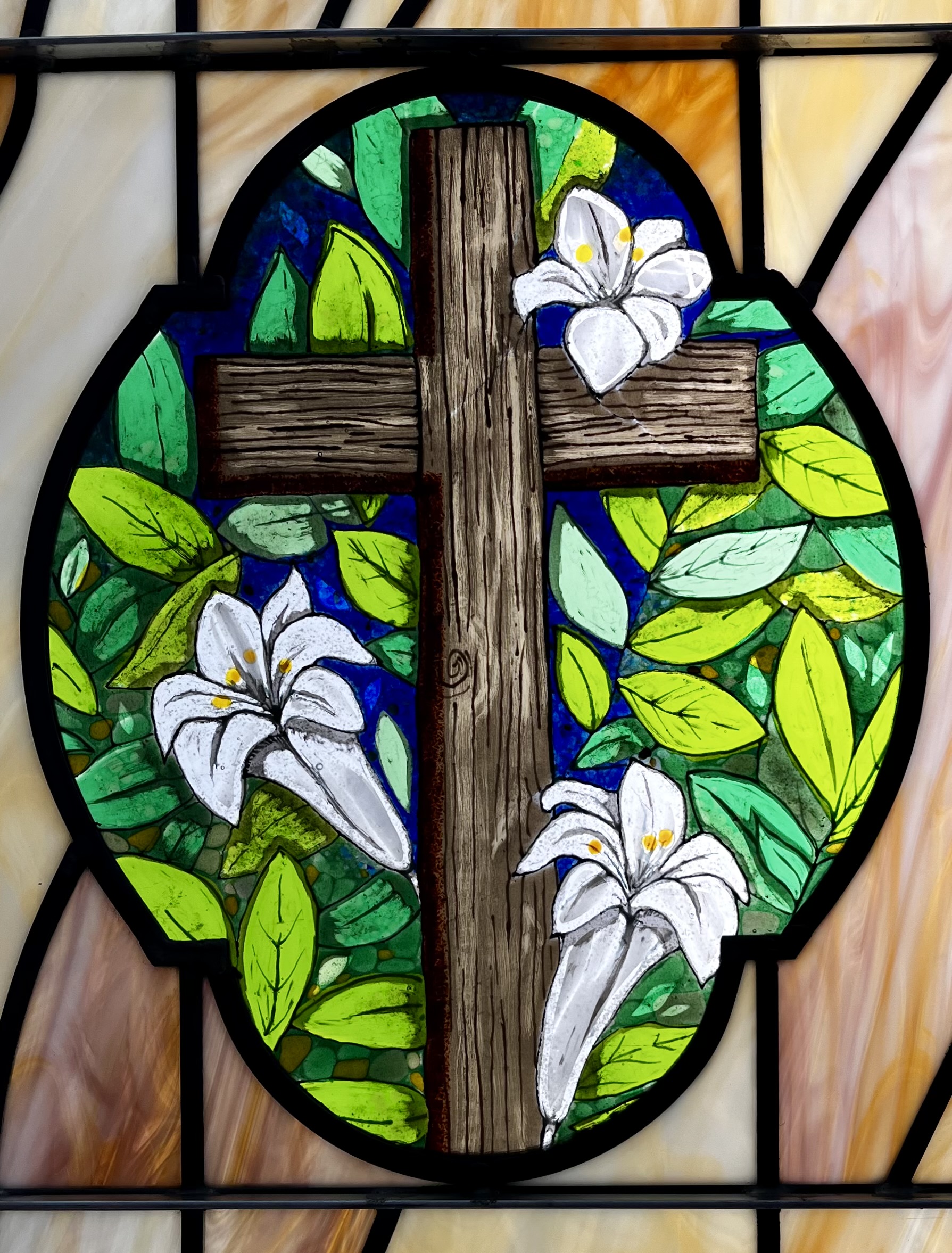 Cross with Peace Lillies